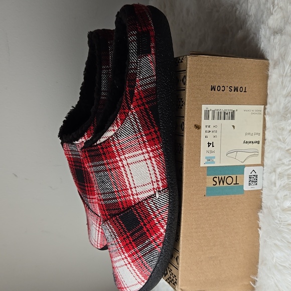 Toms Berkeley Red Plaid Slippers Men US 14 - Picture 4 of 4